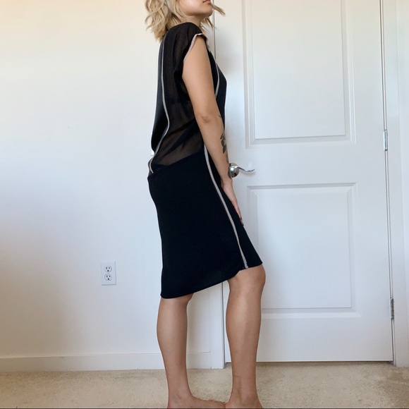 BCBG MAXAZRIA RUNWAY Black Silk Mesh Panel Dress - Picture 5 of 6